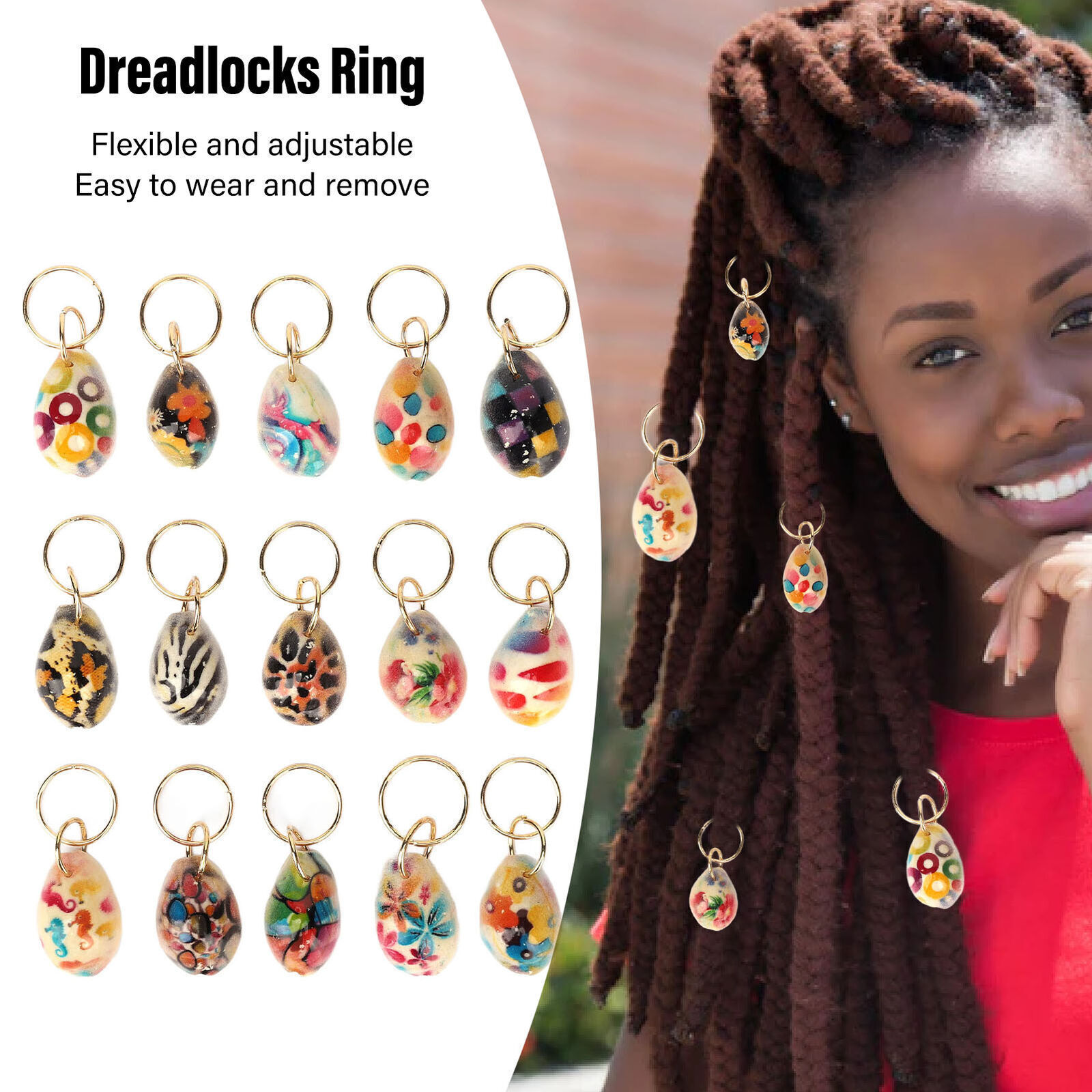 15pcs Exquisite Shell Hair Braid Clips for Dreadlocks DIY Styling