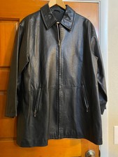 Massimo Tre Womens Black Lambskin Leather Car Coat Sz L/italy