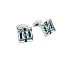 RT by TATEOSSIAN Swarovski Crystal  Rhodium Square Cufflinks New in Box 50 off