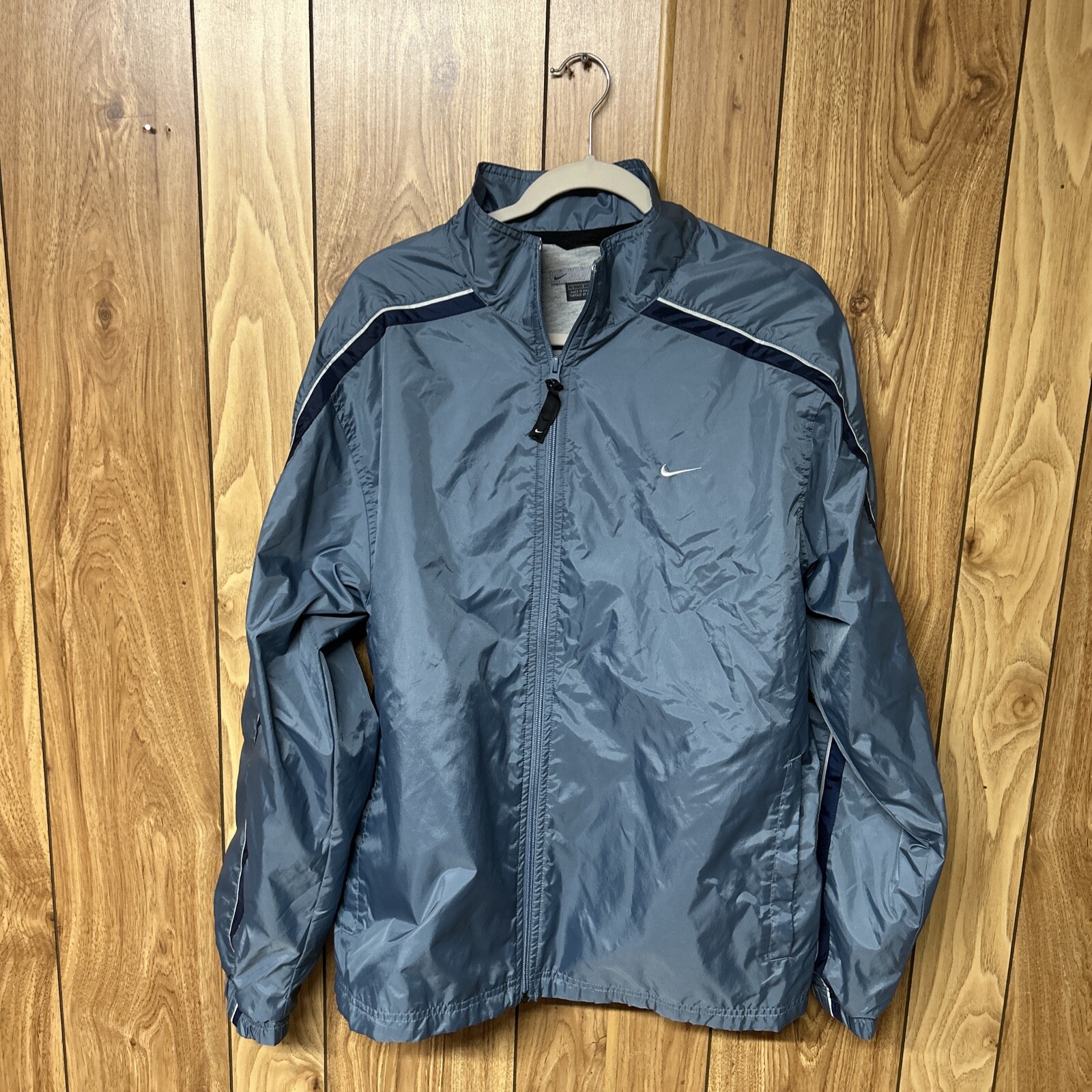 SACAI X NIKE Giacca a vento vintage Y2K Nike uomo grande blu full zip foderata tasche