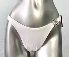 Victorias Secret Nwt White Shine Logo Hardware Brazilian Sexy Swim Bikini Bottom