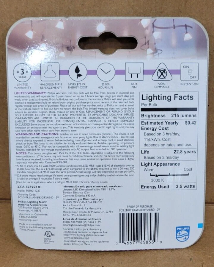 (12 PACK) PHILIPS Bright White MR11 GU4 BiPin LED 12 Volt In/Outdoor Light Bulb - Image 4 of 4