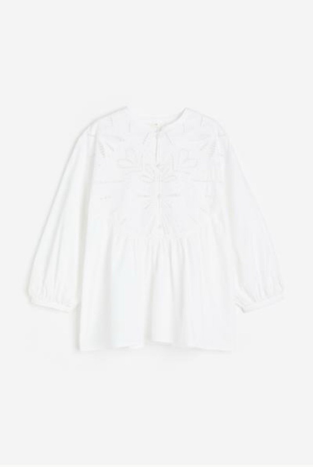 H&M White Broderie Anglais Blouse Size Large eBay