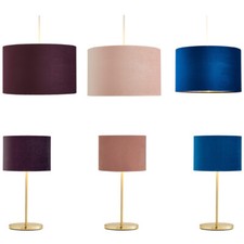 Image of Litecraft Velvet Table Lamp & Light Shade 35 cm Easy Fit Lampshade - 3 Colours