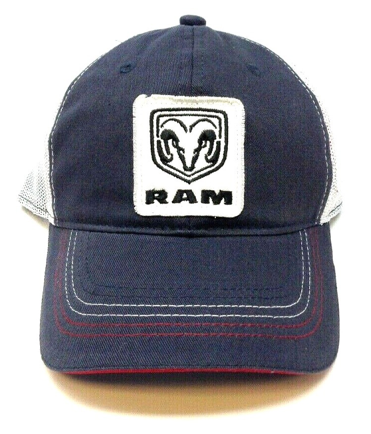 DODGE RAM LOGO GREY WHITE ADJUSTABLE CURVED BILL MESH TRUCKER SNAPBACK HAT  CAP