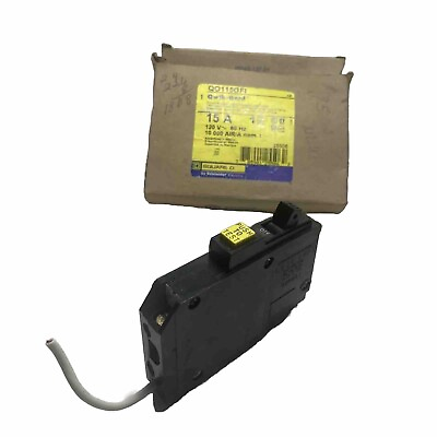 #ad *SHORT PIGTAIL* Square D QO115GFI Plug In Ground Fault Miniature Circuit Breaker $14.36