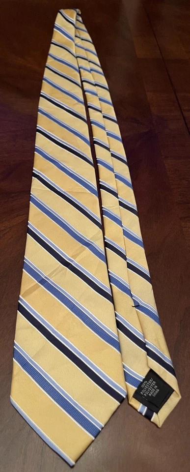 Corbata Jones New York Signature dorada azul 100 % poliéster para hombre hecha en China Foto 3 de 4
