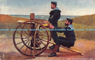 R179760 Blue Jackets Firing Maxim Gun. Tuck. Oilette. 1905