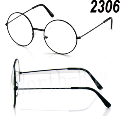 Mens Womens Fashion Round Retro Metal Frame Clear Lens Eye