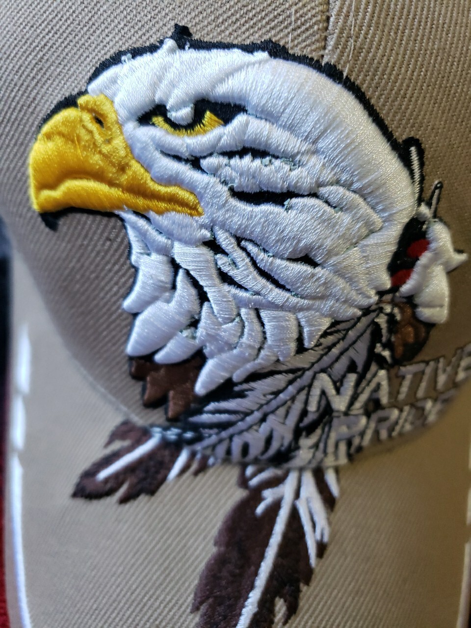 NATIVE PRIDE EMBROIDERED EAGLE HAT/CAP KHAKI - image 2