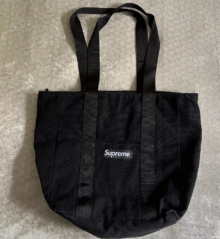 FW20 Supreme Canvas tote bag black Box Logo