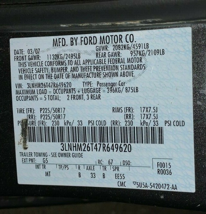 zon様御確認用ページ☆ 2006 2007 2008 2009 LINCOLN ZEPHYR MKZ LEFT DRIVER FENDER ALLOY