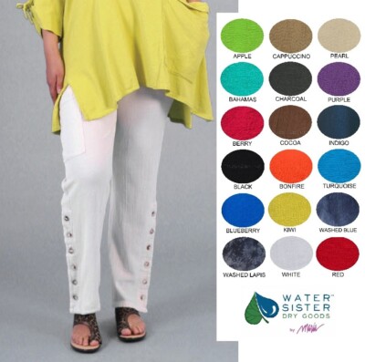 WATERSISTER Cotton Gauze  SALLY  Button Slim Pant 1(S/M) 2(L/XL) oh my COLORS