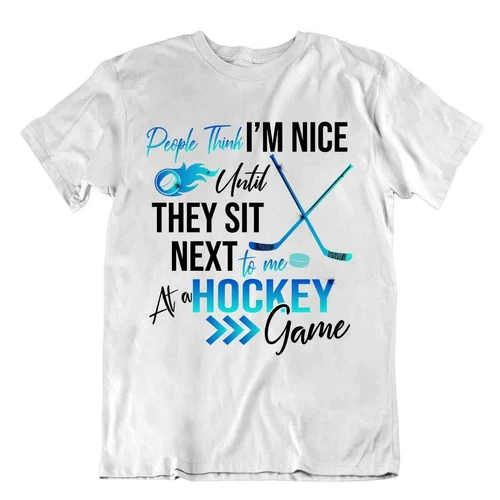 Hockey Sport T-Shirt Cool Gift Vintage Cute Funny Classic Skates Goal Nice Guy