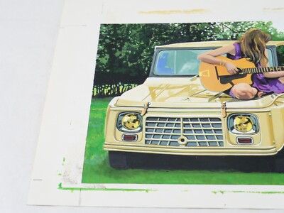 Alain Vavro Relajación Sobre La Mehari Gouache Original 18 x 26,4