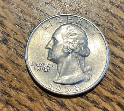 UNCIRCULATED UNC 1954-D WASHINGTON SILVER QUARTER  -  FREE SHIPPING