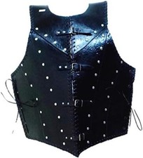 Medieval Knight Black Leather Armor Jacket Vest Crusader Costume Xmas New Year