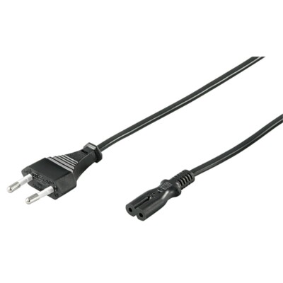 Netzkabel 50cm schwarz Euro-Stecker (Typ C, CEE 7/16) auf Gerätekupplung C7