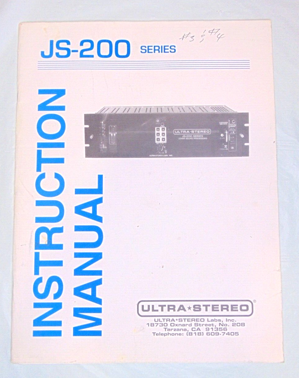 ULTRA STEREO JS-200 INSTRUCTION MANUAL 36 pages 1994 3rd Edition