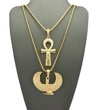 NEW EGYPTIAN MAAT & ANKH CHAIN SET
