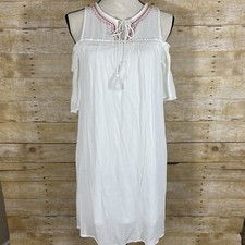 Love Tree Womens White Cold Shoulder Dress Size S Embroidered Boho