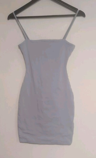 Kookai Dress Blue Bodycon Mini Sleeveless Summer Cute Stretch Cut Out Back Sz 1