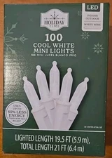 Holiday Time 100 Cool White Mini LED Christmas Lights INDOOR OUTDOOR White Wire