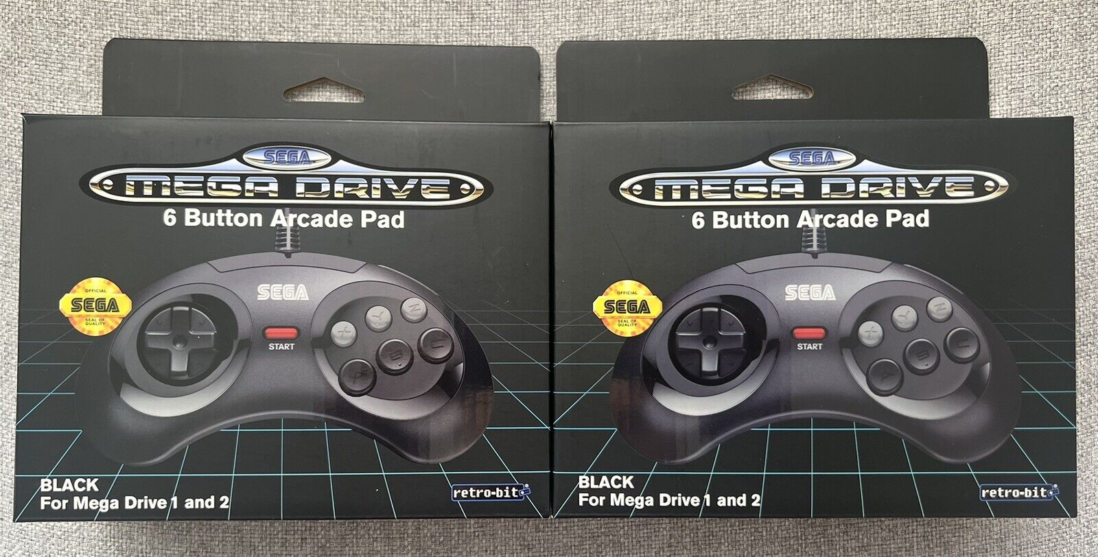 2x Retro-Bit Sega Mega Drive 6 Button Arcade Pad Controllers *LIKE NEW*