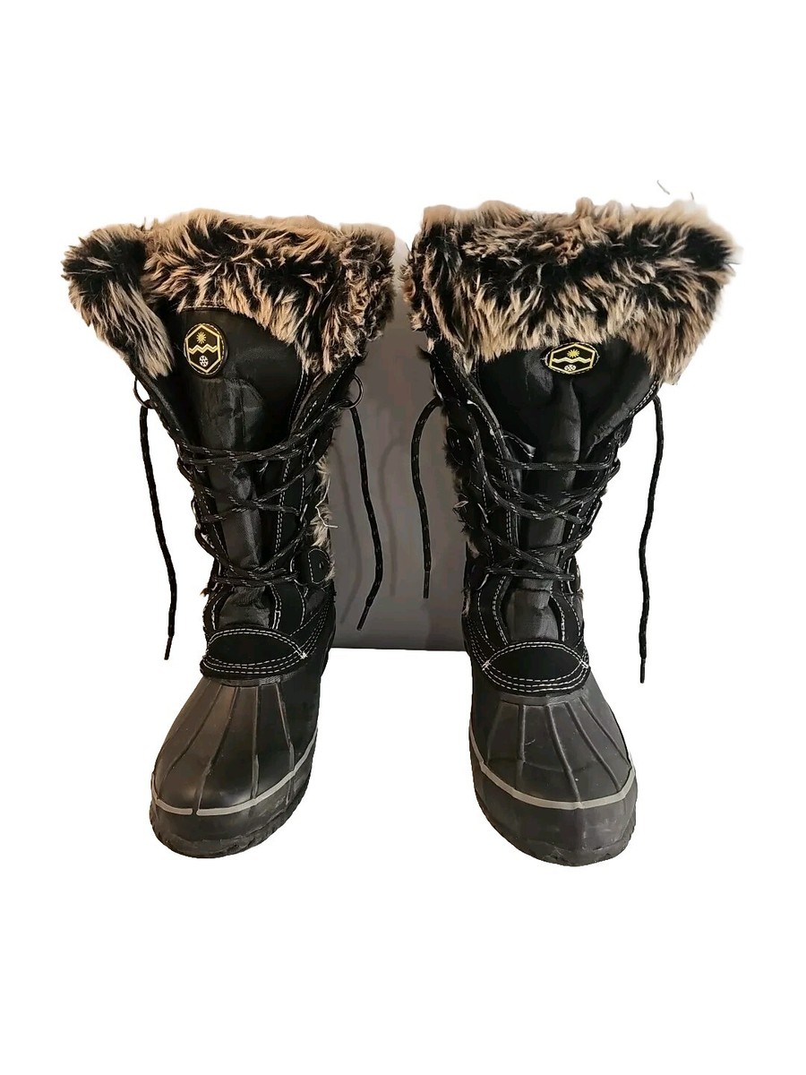 Fur Trim Khombu Jandice KHOMBU JANDICE TALL DUCK BOOTS BLACK
