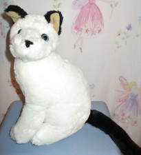 Vintage Russ Yomiko White Black Cat Plush 10" Blue Eyes Korea