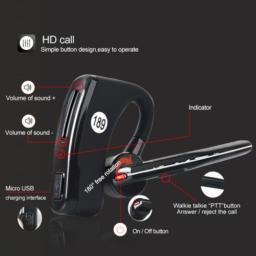 Walkie Talkie Zestaw słuchawkowy Bluetooth do bezprzewodowych słuchawek PTT Kenwood do BaoFeng 5R - Zdjęcie 8 z 11