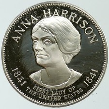 1972FM US USA White House FIRST LADY Anna Harrison PROOF Silver Medal i115368