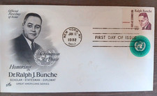 RALPH BUNCHE NOBEL PEACE PRIZE 1982 U.N. MIXED FRANKING UNUSUAL ARTCRAFT FDC UNA