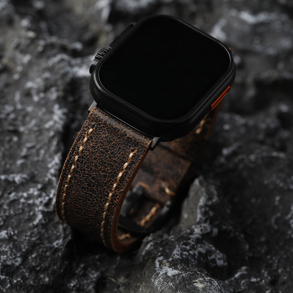 Retro Genuine Leather Watch Band Strap For Apple Watch Ultra 49mm Series 9/8/7/6