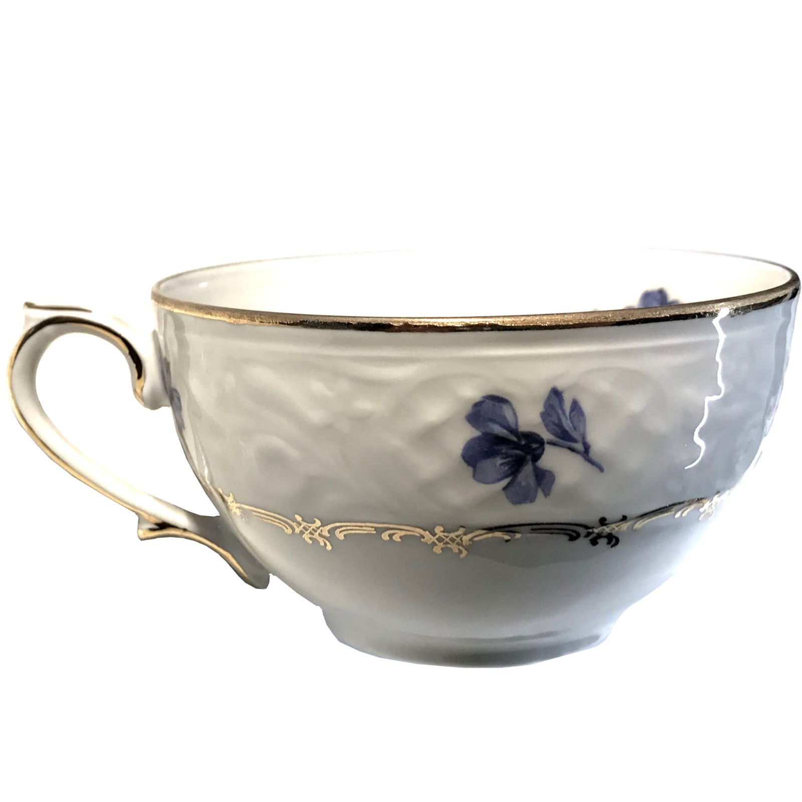 Vintage Schumann Bavaria US Zone, BLUE FLOWER w GOLD TRIM TEACUP