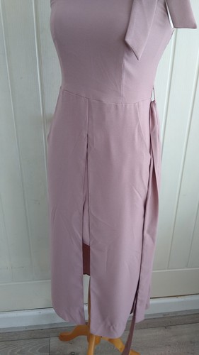 Ladies Pale Pink Size 8 River Island Halter Neck Mid Length Occasion Dress Pocke - Picture 8 of 9