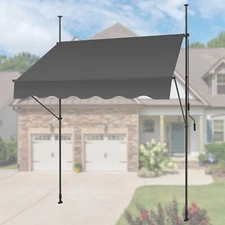 LUCKUP Manual Retractable Awning Adjustable with UV Protection for Backyard