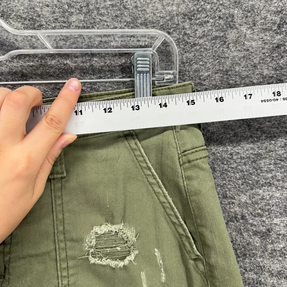 Pantalones Cortos NoBo Mujer 11 Verde Denim Medio Lavado Corte Tiro Alto Desgastados Foto 3 de 4