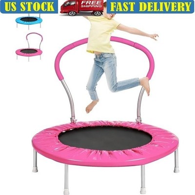 Kids Mini Trampoline W/ Handle Indoor Outdoor Fitness Rebounder Safe Fun  New