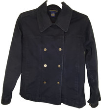 Charter Club Womens Size M Jacket Blazer Navy Blue With Gold Buttons