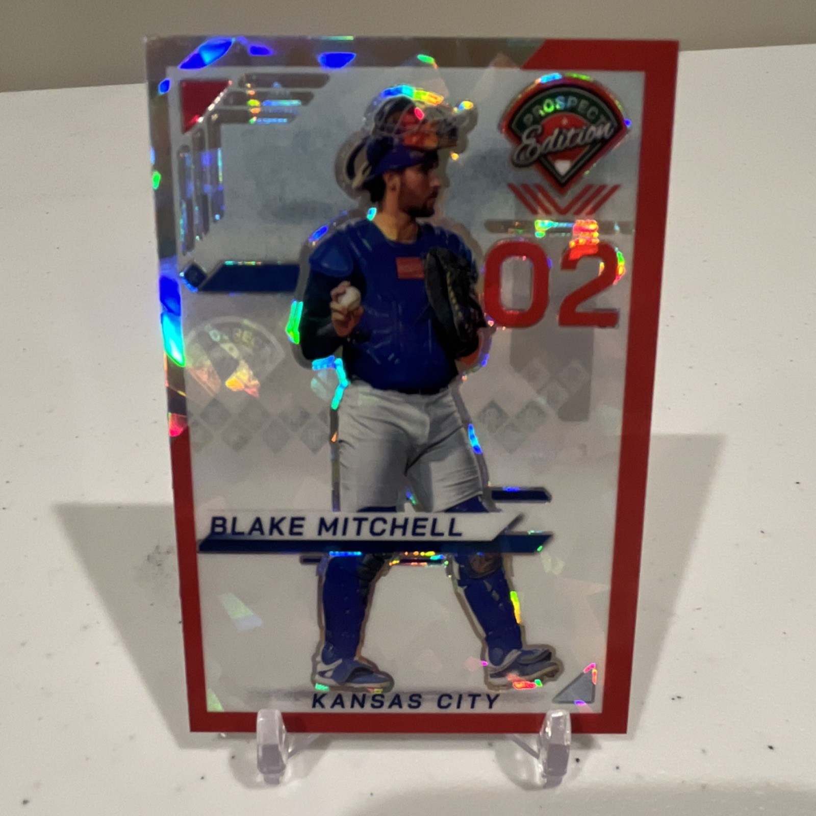 2025 Panini Prospect Edition Blake Mitchell #166 Red Ice Prizm, Kansas Royals