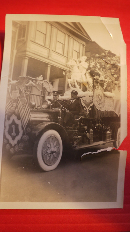 1920s photo,,,fire engine no 1 in parade,,,fancy special tires,,,Mount Pleasant