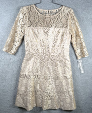 Eliza J Women's Gold Sequined Tea Sheath Dress Embroidered size 14 NWT 92432