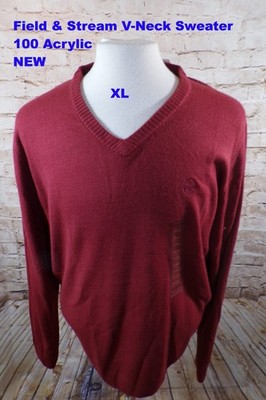 Field & Stream V-neck XL Sweater Men's Red Rust Acrylic NWT