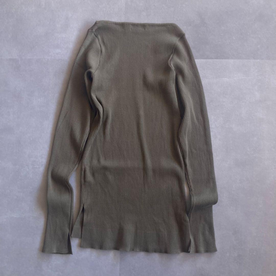 AURALEE Ron Herman Giza Rib Boat Neck Pullover - Olive Green AURALEE Ron Herman Giza Rib Boat Neck Pullover - Olive Green