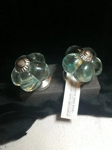 2 Decorative Glass Door Knobs