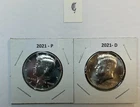 2021 P & D UNC Clad Kennedy Half Dollar Set in CB Flips -Free Shipping - C