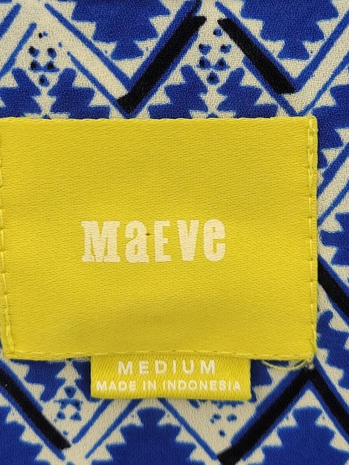 Vestido Maeve Anthropologie Mujer Medio Azul Azteca Tribal Manga Larga Boho Foto 3 de 4