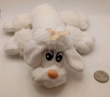 Vintage 1980s Pound Puppies White Poodle Pink Eyes And Ribbon Tonka Toys