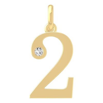 Lab Grown Diamant 10K Gelbgold Nummer 2 Halskette 18'' Silber Kabel Kette
